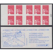 France Francia Carnets  3419-C10 Serie Marianne del 14 J Carnet 10 sellos Nº 3419 (tipo II) Regiones, castillo... en reverso Autoadhesivo Lujo