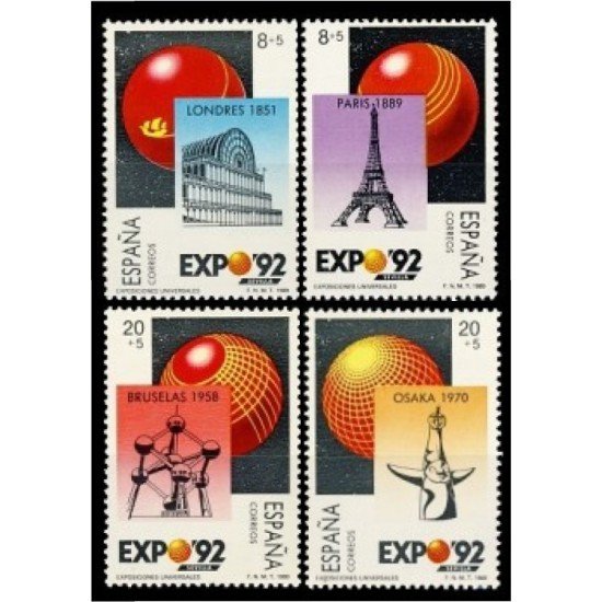 España Spain 2990/93 1989 Expo Universal de Sevilla Exposiciones Universales 92 MNH