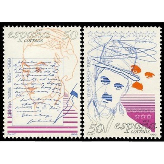 España Spain 3013/14 1989 Centenarios Chaplin MNH España Spain 3013/14 1989 Centenarios Chaplin MNH