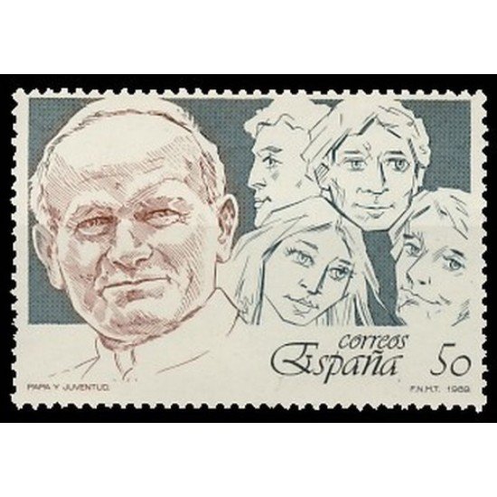 España Spain 3022 1989 Papa y Juventud MNH