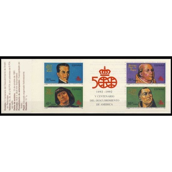 España Spain 3137C 1991 V Centenario del descubrimiento de América carné MNH España Spain 3137C 1991 V Centenario del descubrimiento de América carné MNH