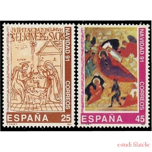 España Spain 3142/43 1991 Navidad MNH
