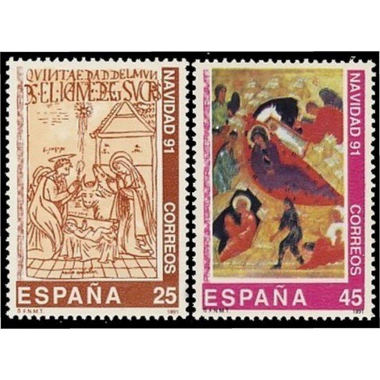 España Spain 3142/43 1991 Navidad MNH