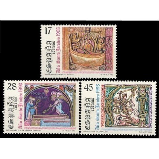 España Spain 3252/54 1993 Año Santo Jacobeo , lujo MNH España Spain 3252/54 1993 Año Santo Jacobeo , lujo MNH