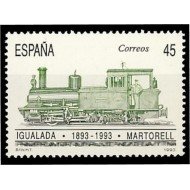 España Spain 3265 1993 I Centenario del ferrocarril Tren Igualada Martorell MNH