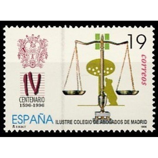 España Spain 3417 1996 IV Centenario del ilustre Colegio de Abogados de Madrid Abogados MNH España Spain 3417 1996 IV Centenario del ilustre Colegio de Abogados de Madrid Abogados MNH