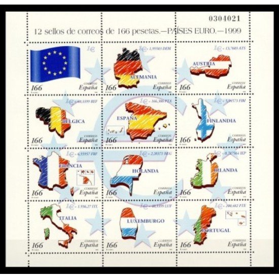 España Spain 3632/43 1999 Países del Euro MNH España Spain 3632/43 1999 Países del Euro MNH