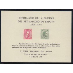 España Spain Hojitas Recuerdo 1 1972 FNMT Centenario de Emisión del Rey Amadeo de Saboya España Spain Hojitas Recuerdo 1 1972 FNMT Centenario de Emisión del Rey Amadeo de Saboya