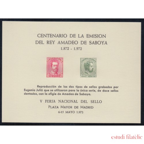 España Spain Hojitas Recuerdo 1 1972 FNMT Centenario de Emisión del Rey Amadeo de Saboya