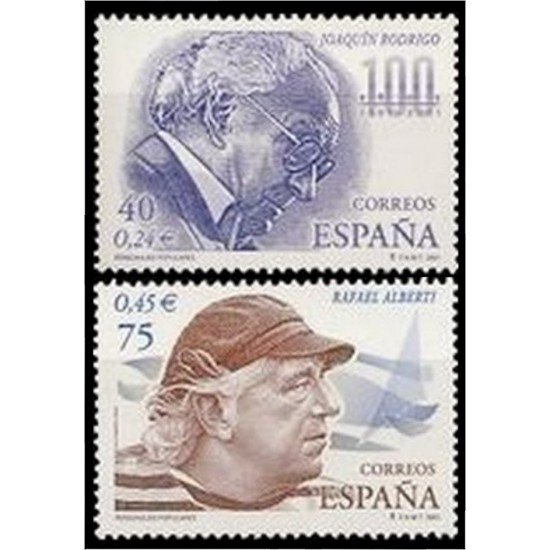 España Spain 3783/84 2001 Personajes populares MNH