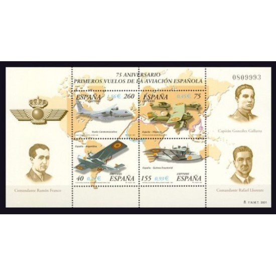 España Spain 3790 2001 Aviación LXXV Aniversario de primeros vuelos de la aviación Española MNH España Spain 3790 2001 Aviación LXXV Aniversario de primeros vuelos de la aviación Española MNH