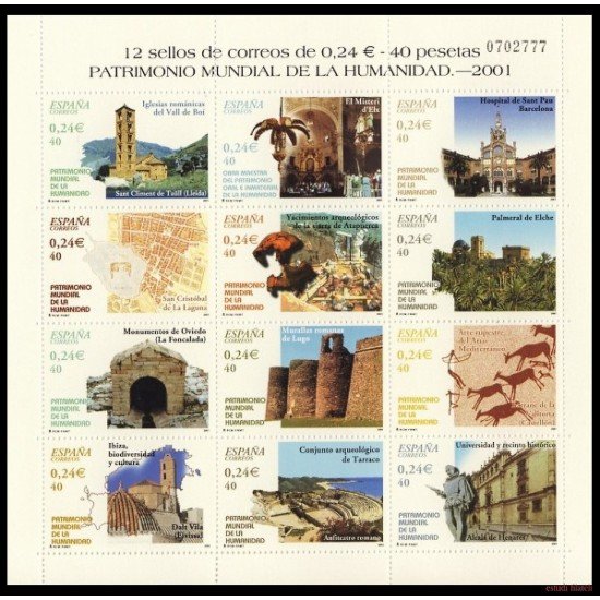 España Spain 3843/54 2001 Patrimonio Mundial de la Humanidad MNH