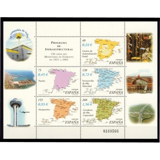 España Spain 3855 2001 CL años del Ministerio de Fomento Programa de Infraestructuras MNH España Spain 3855 2001 CL años del Ministerio de Fomento Programa de Infraestructuras MNH