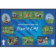 France Francia HB 110 2007 VI Copa del mundo de Rugby MNH
