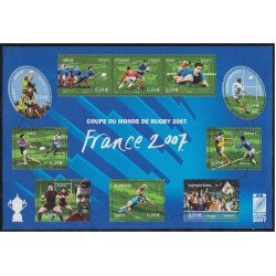 France Francia HB 110 2007 VI Copa del mundo de Rugby MNH France Francia HB 110 2007 VI Copa del mundo de Rugby MNH