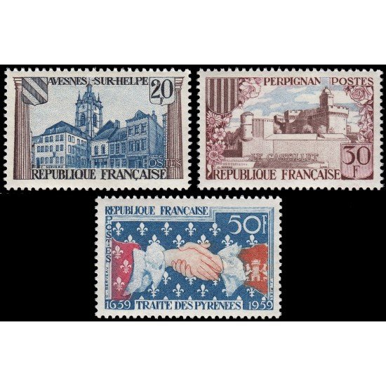 France Francia 1221/23 1959 300 aniv. tratado de los Pirineos MNH