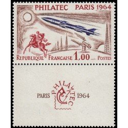 France Francia 1422 1964 PHILATEC París Mísil, caballo, antenas... con viñeta MNH France Francia 1422 1964 PHILATEC París Mísil, caballo, antenas... con viñeta MNH