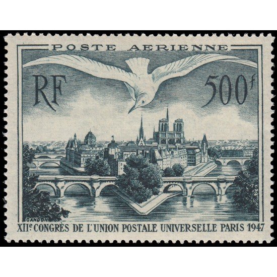 France Francia A  20 1947 12 Congreso de la UPU París Vista de París Fauna, ave, gaviota MNH