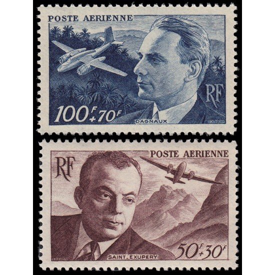 France Francia A  21/22 1947 Sorteo Mutua francesa Retratos, aviones MNH