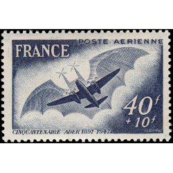France Francia A 23 1948 Sorteo Mutua francesa 50 aniv. primer vuelo de avión Ader Alas de murciélago MNH France Francia A 23 1948 Sorteo Mutua francesa 50 aniv. primer vuelo de avión Ader Alas de murciélago MNH