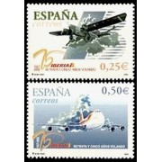 España Spain 3907/08 2002 LXXV Aniversario del primer vuelo de Iberia MNH