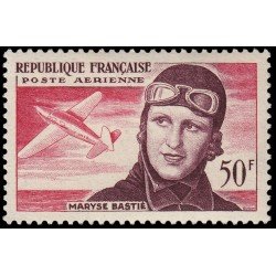 France Francia A 34 1955 3 aniv. de la muerte de la aviadora M. Bastié Retrato, avión MNH France Francia A 34 1955 3 aniv. de la muerte de la aviadora M. Bastié Retrato, avión MNH
