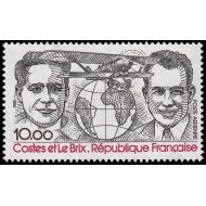 France Francia A 55 1981 Homenaje: D. Costes y J. Le Brix 1ª Travesía Atlántico-Sur sin escalas Retrato, avión, globo terráqueo MNH