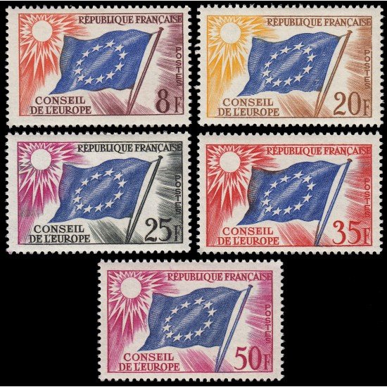 France Francia Servicios S 17/21 1958-59 Consejo de Europa Bandera del consejo  MNH