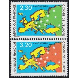 France Francia Servicios 104/05 1990 Consejo de Europa Mapa de Europa y estrellas MNH France Francia Servicios 104/05 1990 Consejo de Europa Mapa de Europa y estrellas MNH