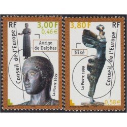France Francia Servicios 120/21 1999 Consejo de Europa Estatuas MNH France Francia Servicios 120/21 1999 Consejo de Europa Estatuas MNH