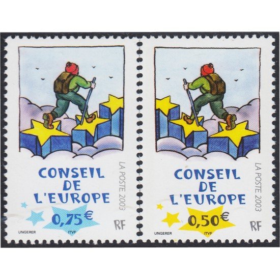 France Francia Servicios 126/27 2003 Consejo de Europa El caminante sobre las estrellas  T. Ungerer MNH