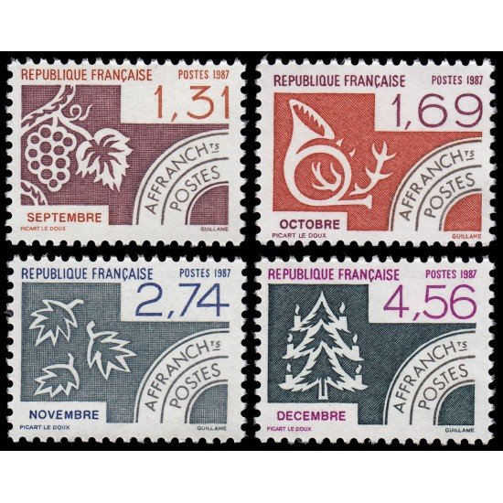 France Francia Preobliterados P- 194/97 1987 Los meses del año (III) MNH