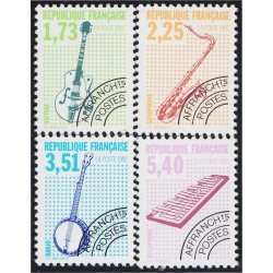 France Francia Preobliterados P- 224/27 1992 Instrumentos musicales MNH France Francia Preobliterados P- 224/27 1992 Instrumentos musicales MNH