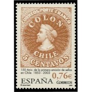 España Spain 3997 2003 CL Aniversario de la primera emisión de sellos de Chile MNH