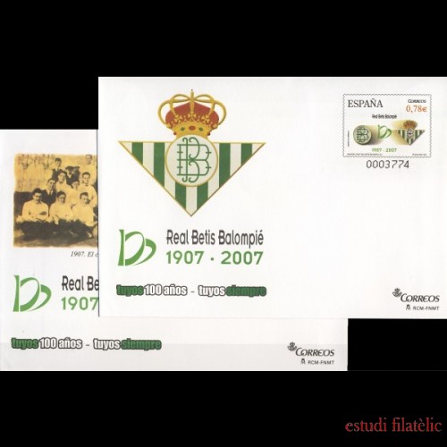 Sobres Enteros Postales 116/17 2007 Exposición Centenario del Real Betis Sevilla Fútbol