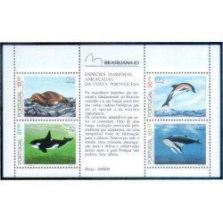 Portugal HB 42 1983 Fauna marina Especies amenazadas de Portugal Hojita Bloque 4 val. 11583/86 Lujo