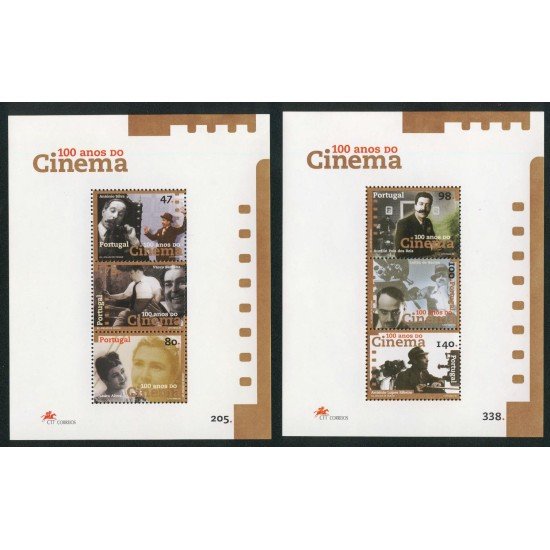 CIN/S Portugal  HB 121/22 1996 Cent. del cine 2 hojitas Bloque 3 val. cada una  nº 2112/14 + nº 2115/17 Lujo