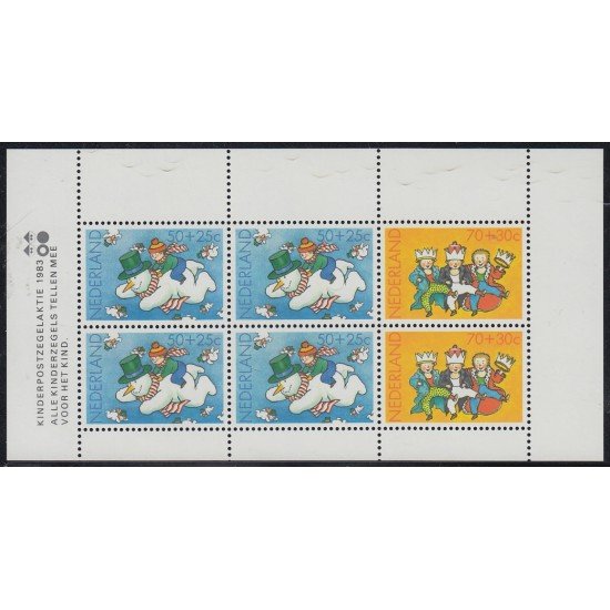 Holanda Netherlands HB 25 1983 Sorteo a favor de la infancia Dibujos Hojita Bloque 6 sellos 4 nº 1212+ 2 nº 1214 Lujo