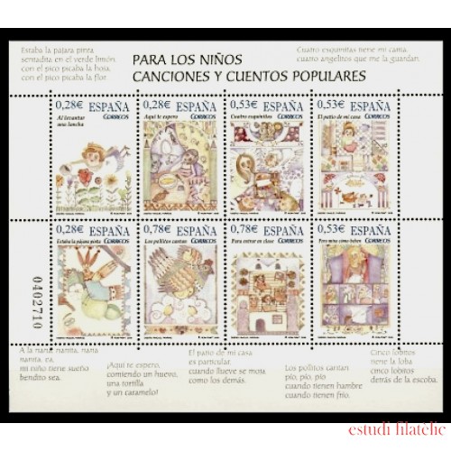 España Spain 4154 2005 Para los niños Canciones y Cuentos populares MNH