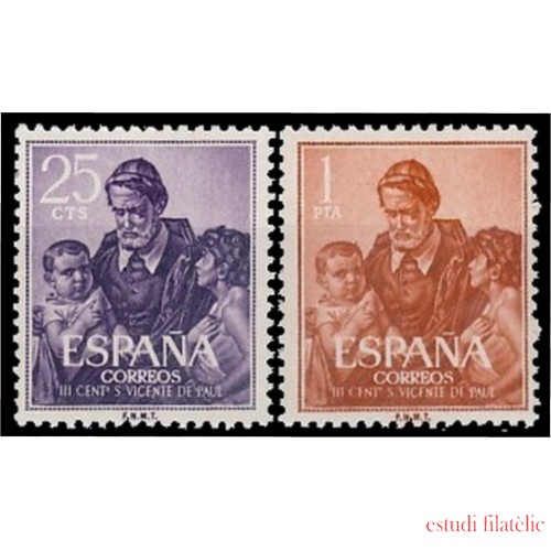España Spain 1296/97 1960 III Centenario de la muerte de San Vicente de Paul MHN