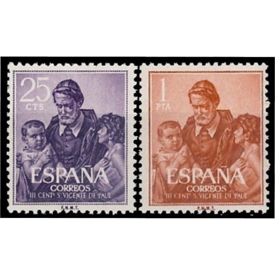 España Spain 1296/97 1960 III Centenario de la muerte de San Vicente de Paul MHN España Spain 1296/97 1960 III Centenario de la muerte de San Vicente de Paul MHN