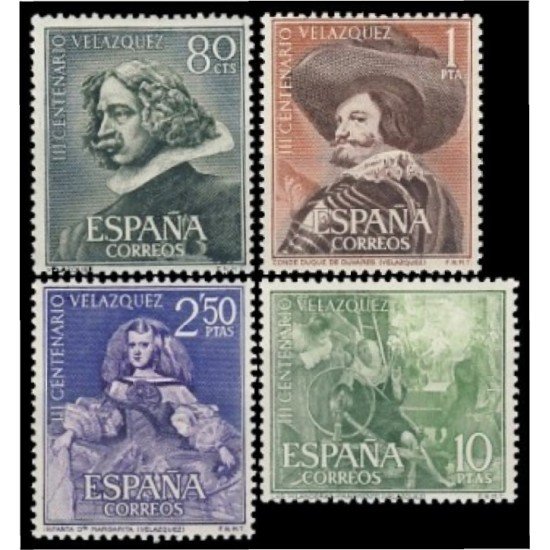 España Spain 1340/43 1961 III Aniversario de la muerte de Velázquez MNH España Spain 1340/43 1961 III Aniversario de la muerte de Velázquez MNH