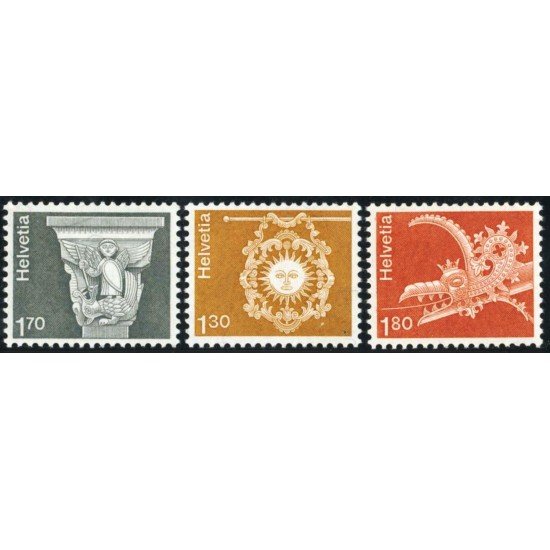 FAU/S Suiza Switzerland  918/20 1973  Serie Arquitectura y trabajo artesanal MNH
