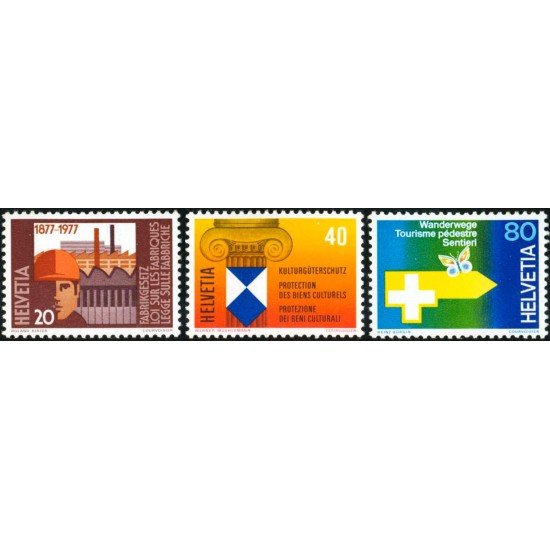 FAU1/S  Suiza  Switzerland 1030/32 1977 Serie propaganda MNH