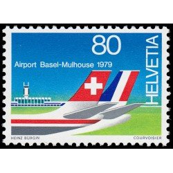 Suiza Switzerland 1079 1979 Aeropuerto franco-suizo de Bâle-Mulhouse Cola de avión MNH Suiza Switzerland 1079 1979 Aeropuerto franco-suizo de Bâle-Mulhouse Cola de avión MNH