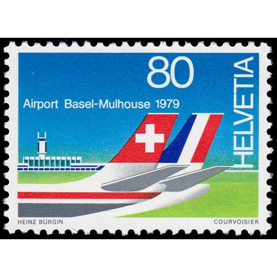 Suiza Switzerland 1079 1979 Aeropuerto franco-suizo de Bâle-Mulhouse Cola de avión MNH