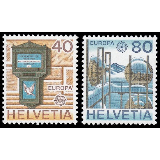 Suiza Switzerland 1084/85 1979 Europa Historia postal Buzón, estación de transmisión MNH