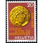VAR1/S  Suiza Switzerland   Nº 1092   1979 Centº de la Sociedad Suiza de numismática Moneda del S.II a d C Lujo