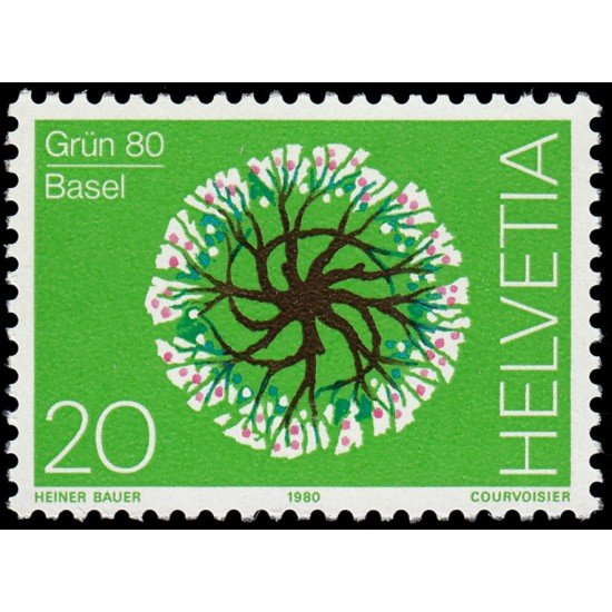 VAR1/S  Suiza Switzerland  1100 1980  Grün 80 Exposición de paisajismo MNH