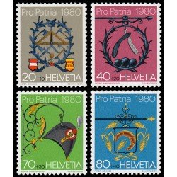 MI/VAR1 Suiza Switzerloand 1106/09 1980 Pro patria Insignias de artesanos MNH MI/VAR1 Suiza Switzerloand 1106/09 1980 Pro patria Insignias de artesanos MNH